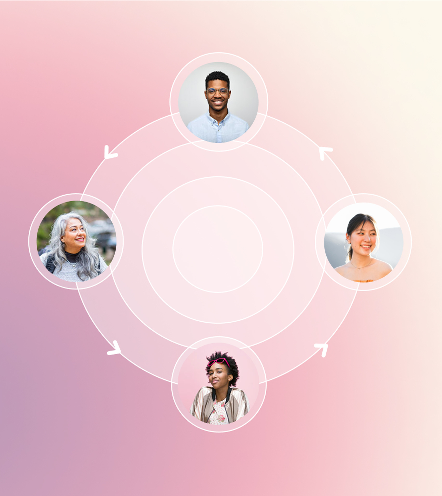 a group of people in circles