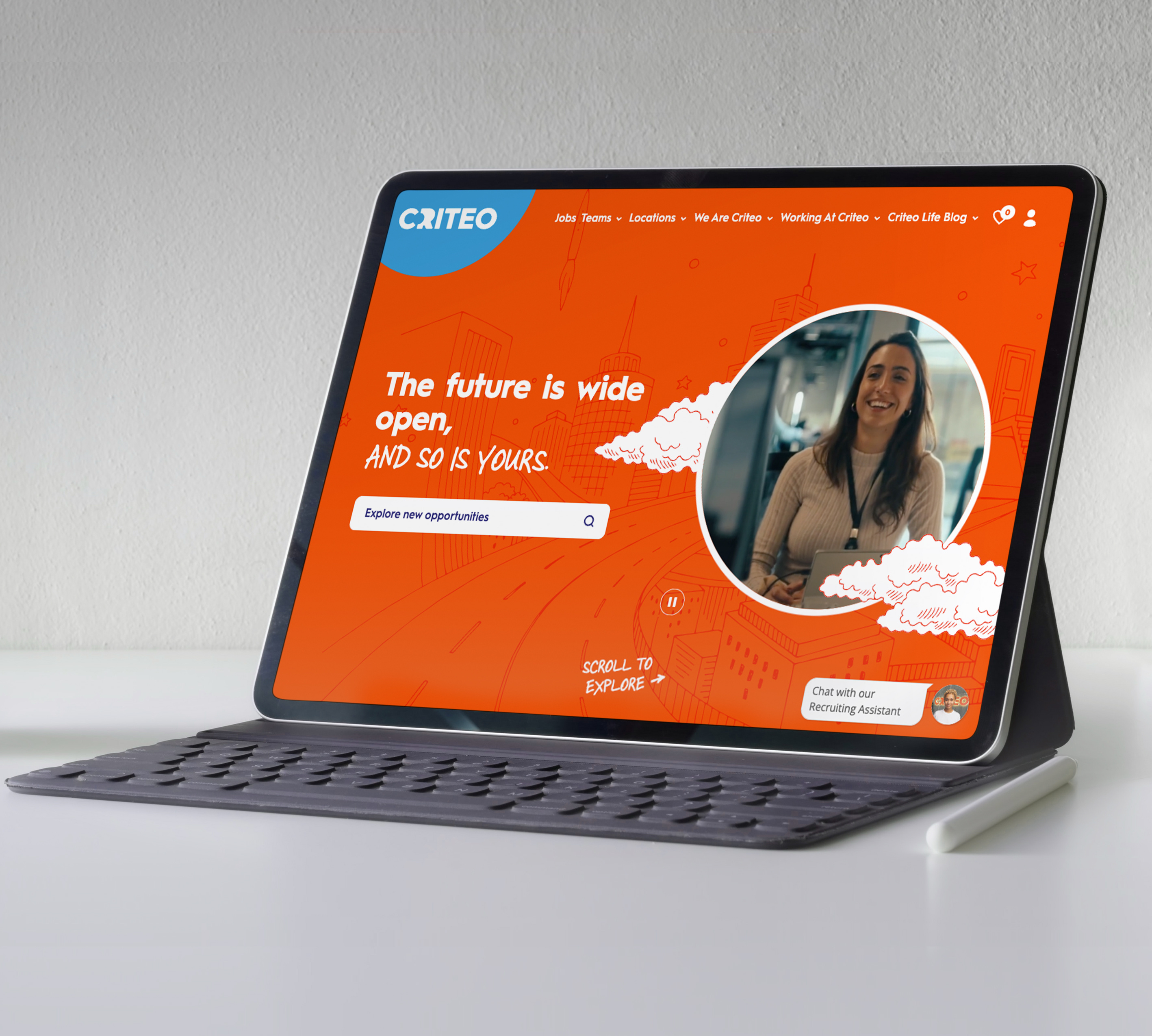 a tablet with a keyboard