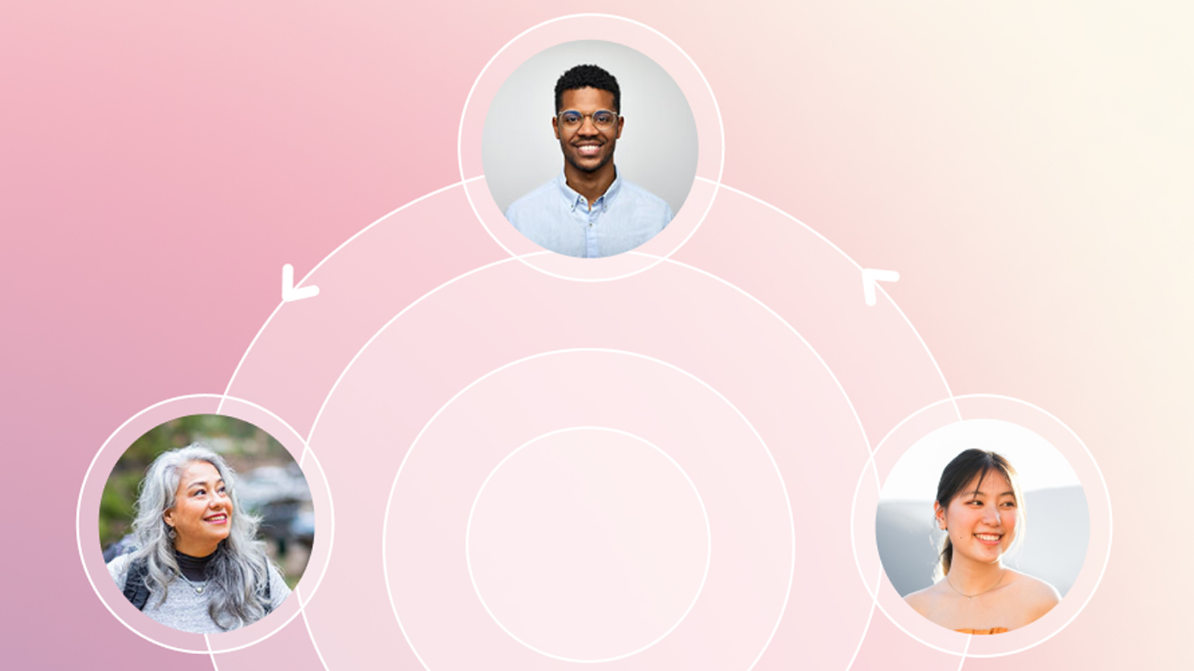 a group of people in circles