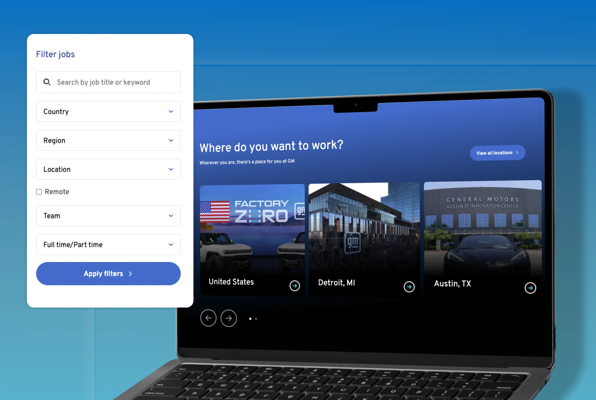 mockup of GM career site by Happydance