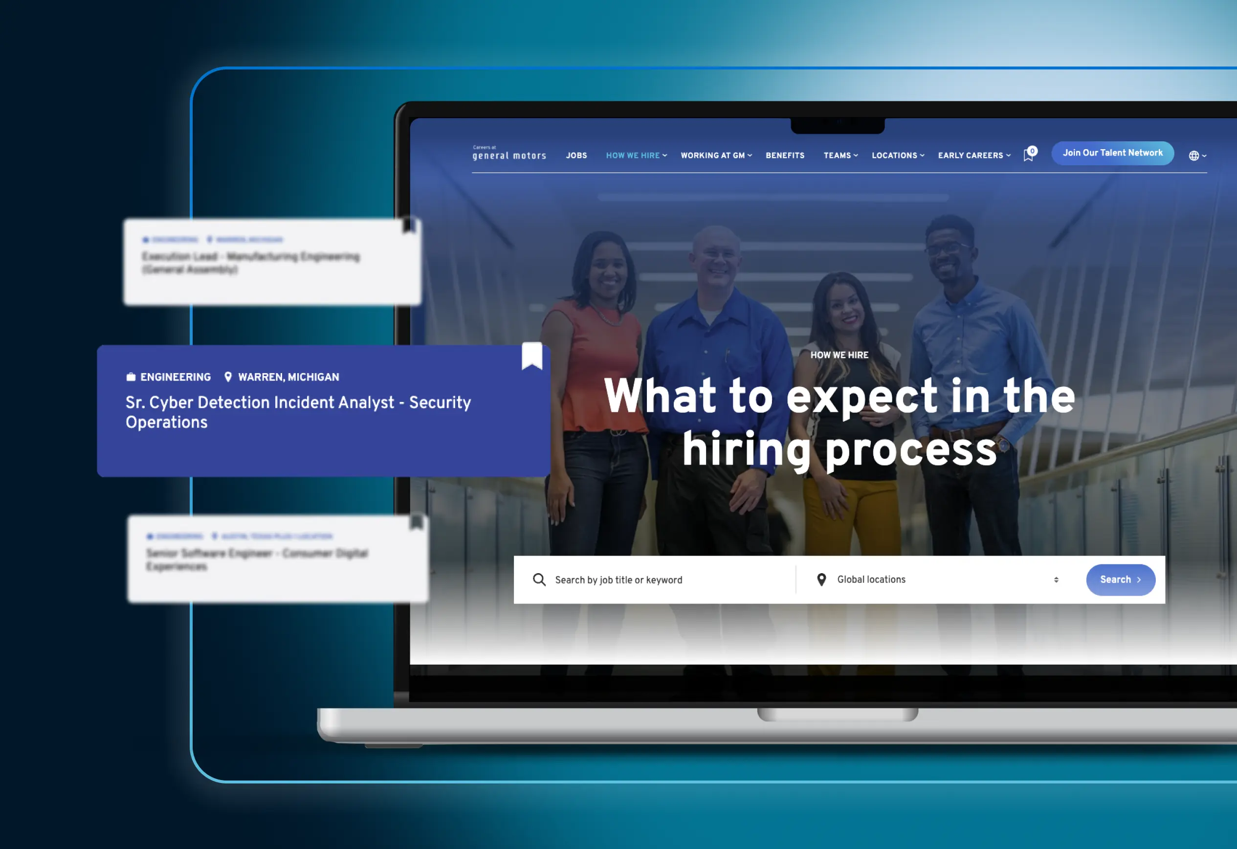 mockup of GM career site by Happydance
