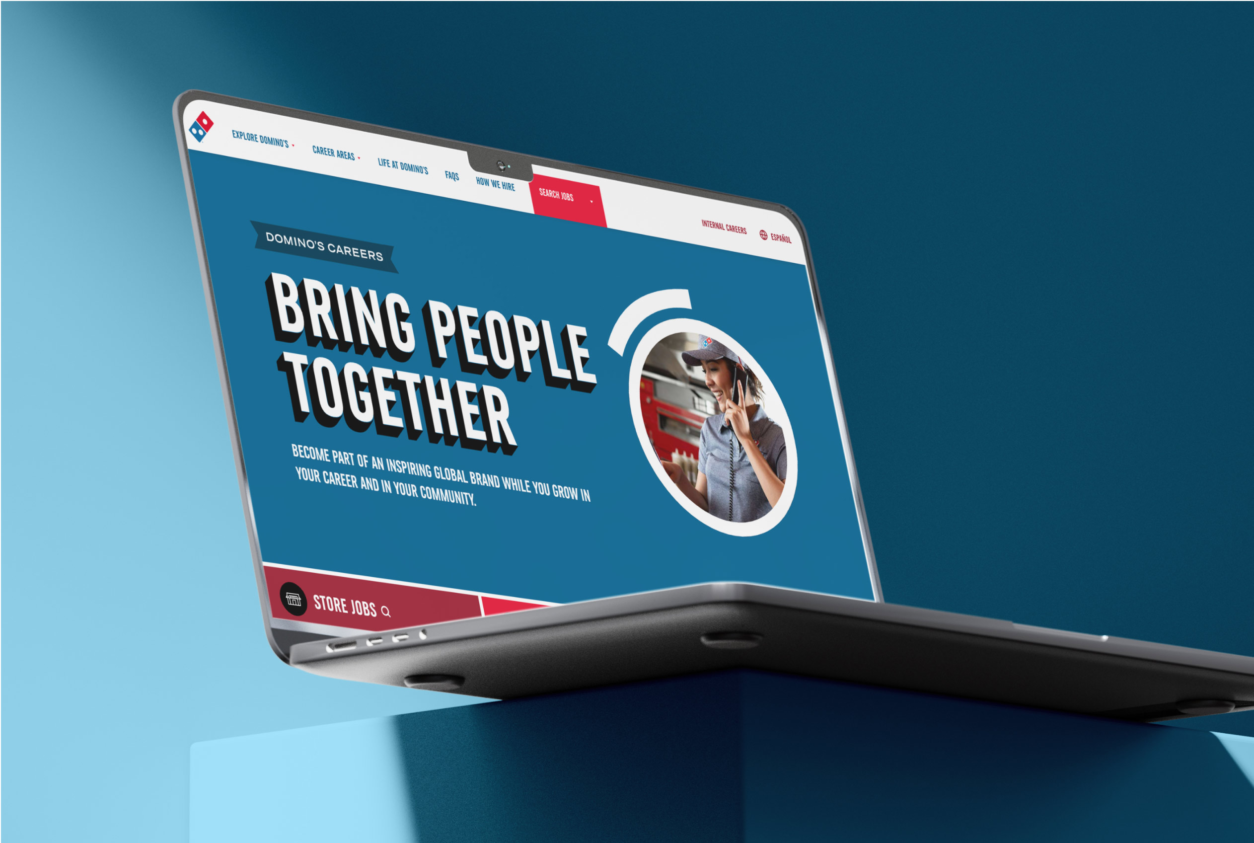 Domino's careers website laptop