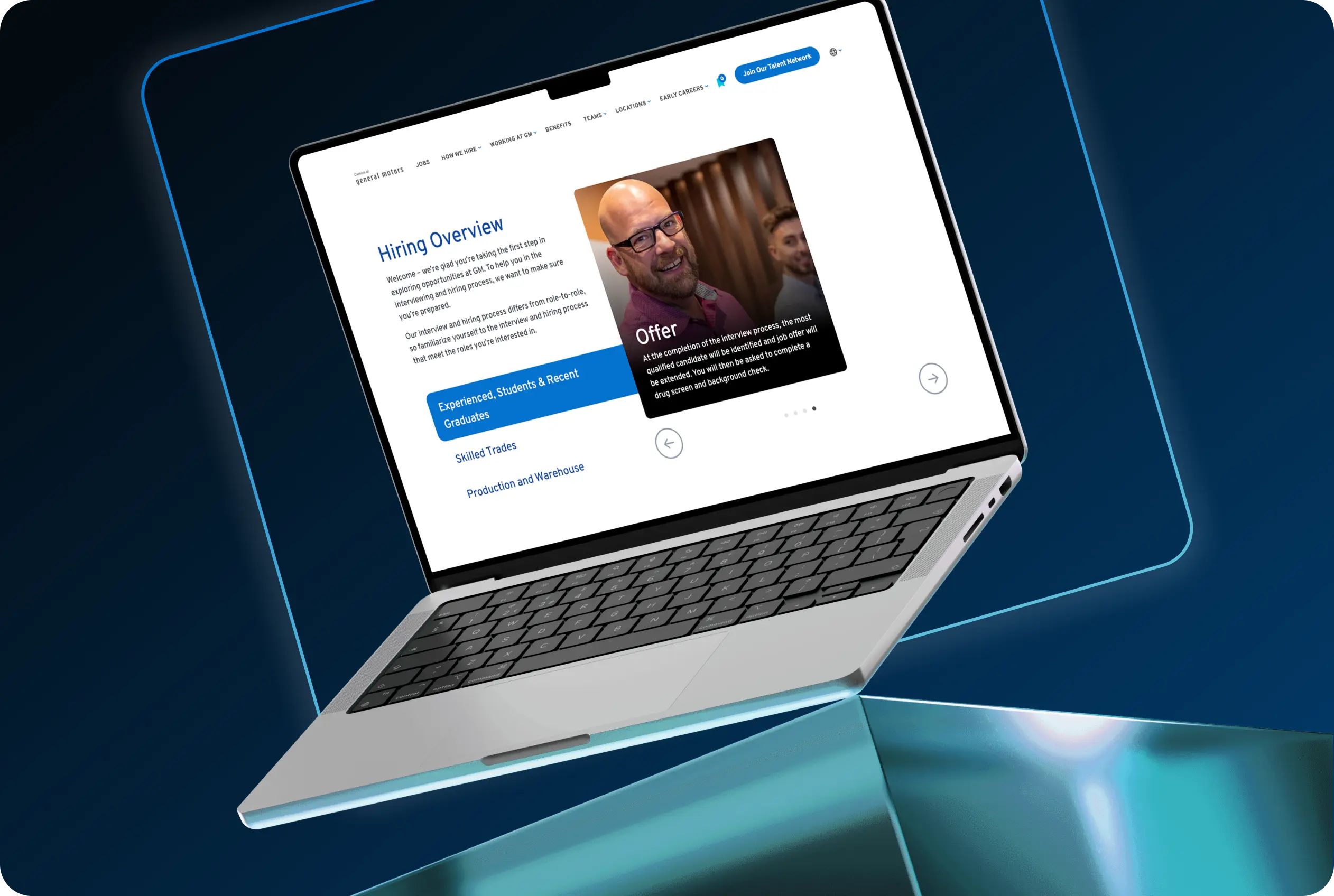 mockup of GM careers site by Happydance